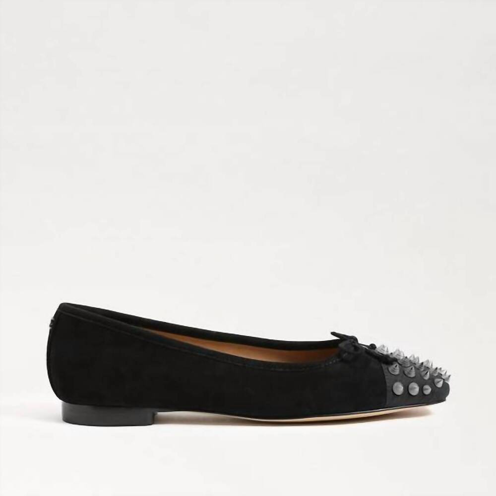 NEW SAM EDELMAN women's monet cap toe ballet flat in black suede